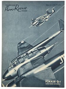 Original WW2 Swiss Magazine - Schweizer Aero-Revue Suisse, Fokker G1 Wasp cover (1939)