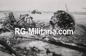 Original WW2 German Photo - Bombed Dutch LVA Fokker G1 Wasp '333' at airbase Bergen, Noord-Holland, May (1940)