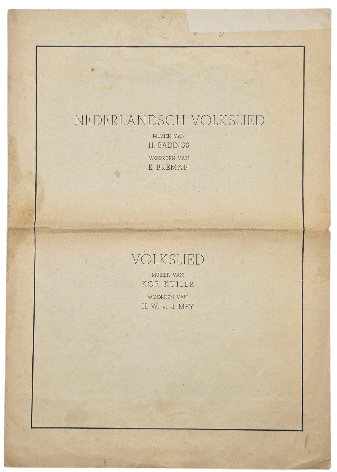Original WW2 Dutch Collaboration NSB Document - Song add-on Nederlandsch Volkslied & Volkslied