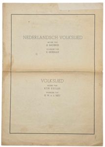 Original WW2 Dutch Collaboration NSB Document - Song add-on Nederlandsch Volkslied & Volkslied
