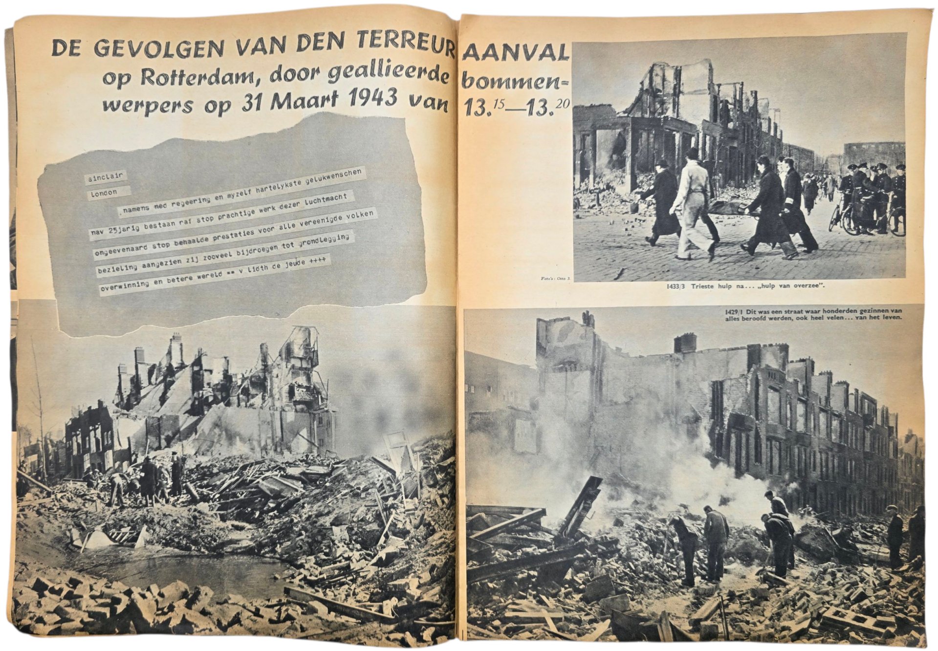 Original WW2 Dutch Collaboration NSB Magazine - Fotonieuws, 3rd year No. 4 ''Bombing of Rotterdam'' (1943) — image 3