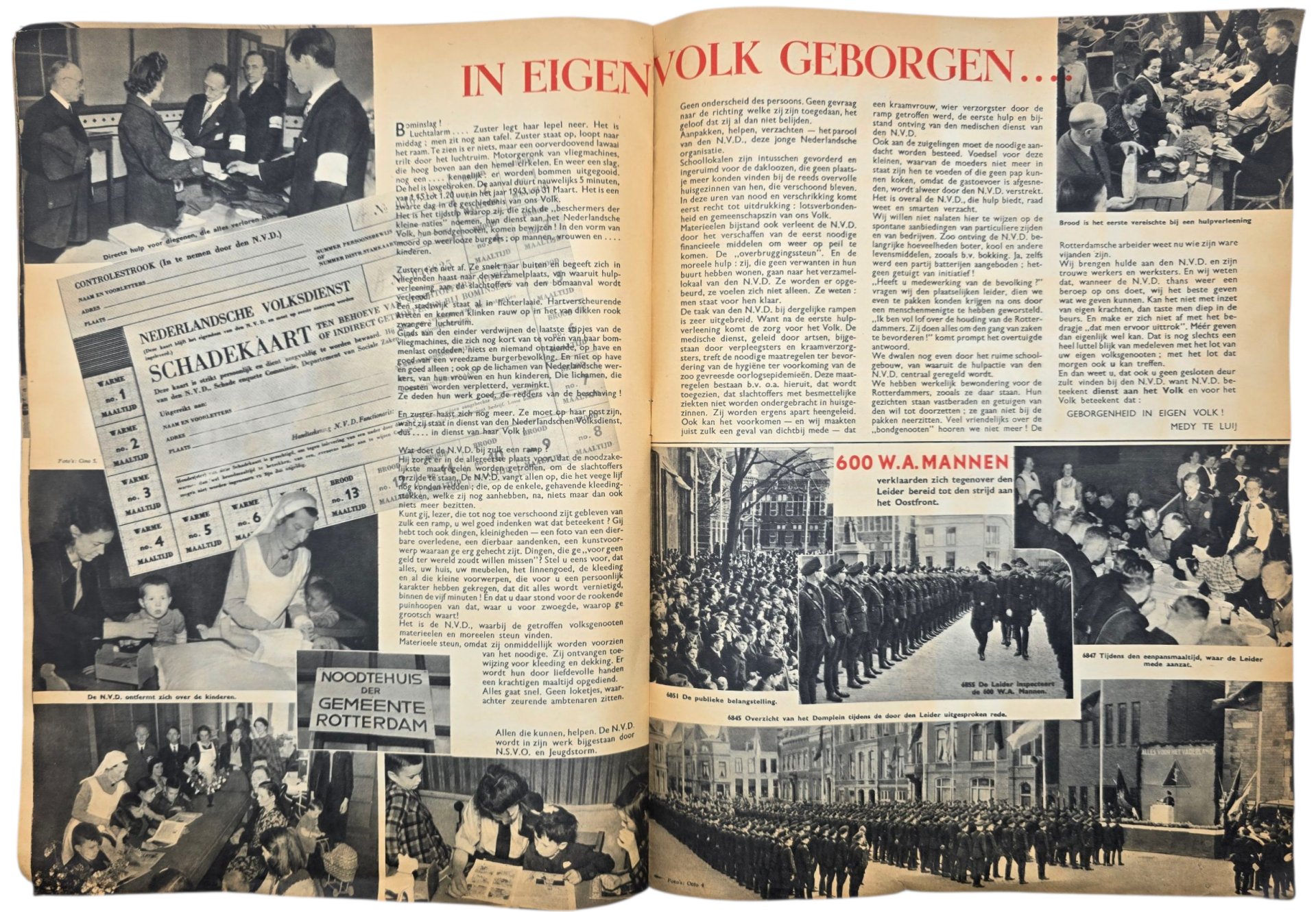 Original WW2 Dutch Collaboration NSB Magazine - Fotonieuws, 3rd year No. 4 ''Bombing of Rotterdam'' (1943) — image 5
