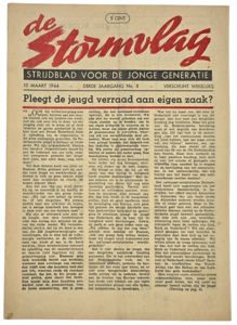 Original WW2 Dutch Collaboration NJS Newspaper - Jeugdstorm, De Stormvlag, 3rd Year No. 8 (1944)