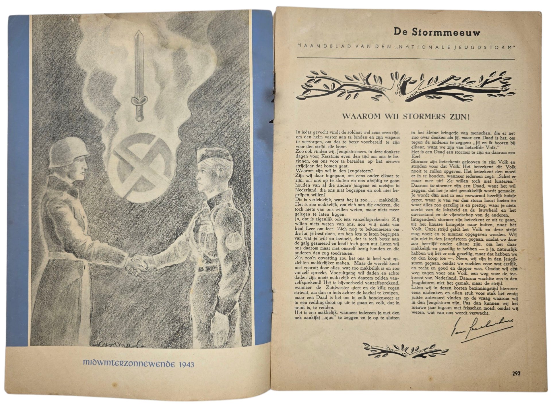 Original WW2 Dutch Collaboration NSB Magazine - NJS Jeugdstorm De Stormmeeuw, 9th year No. 12 (1943) — image 2