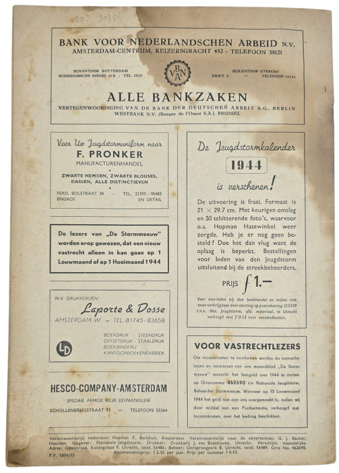 Original WW2 Dutch Collaboration NSB Magazine - NJS Jeugdstorm De Stormmeeuw, 9th year No. 12 (1943) — image 6