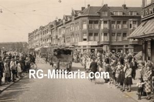 Original WW2 German Photo - German trucks arrive in Rotterdam (1940)