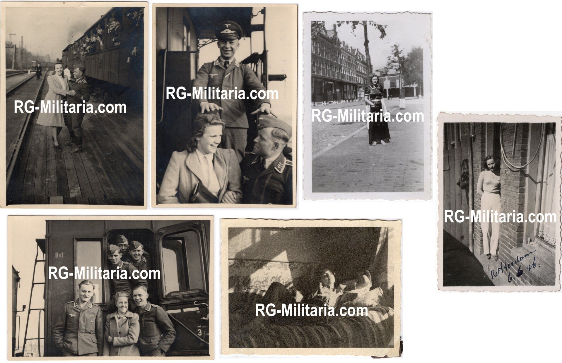 Original WW2 German Photo - German Luftwaffe with Dutch women, Rotterdam (1941)