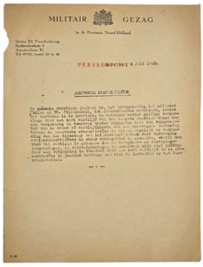 Original WW2 Dutch Document - MG Militair Gezag announcement Evacuation of Zeeland, Tholen and St. Philipsland (1945)