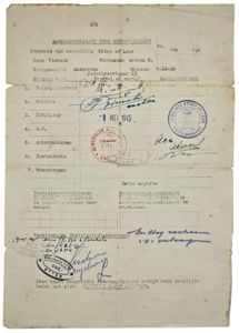 Original WW2 Dutch Document - repatriate document Etten Leur Amsterdam (1945)