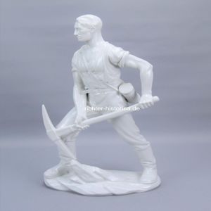 Wehrmacht Große Porzellan Skulptur Deutscher Soldat mit Stahlhelm 1941 RAD Pionier 'Alfred Oppel'