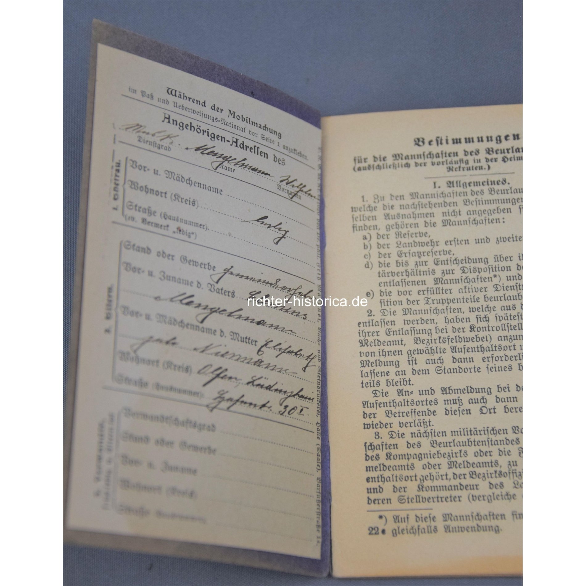 1.Weltkrieg Militärpass 2.Ersatz-Bataillion 2. Ober. I.Rgt. Nr.171 — image 3