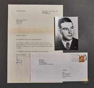 German WWII Signed Photo and Letter from Knight's Cross Winner Wilhelm Meentzen