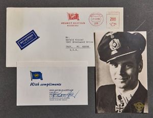 German WWII Signed Photo of Knight's Cross Winner Helmut Bastian