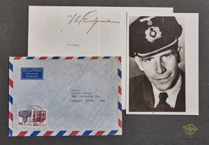 German WWII Signed Photo and Letter from Knight's Cross Winner Kriegsmarine Engineer Carl