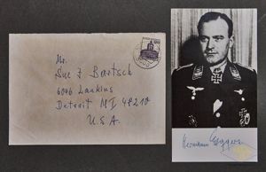 German WWII Signed Photo of Knight's Cross Winner Hermann Eggers