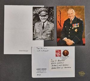 German WWII Two Signed Photos of Knight's Cross Winner Albert Bürger