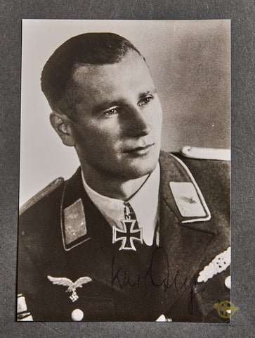 German WWII Signed Photo of Knights Cross Winner Karl Berger