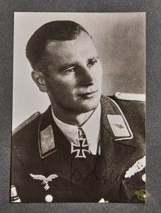 German WWII Signed Photo of Knights Cross Winner Karl Berger