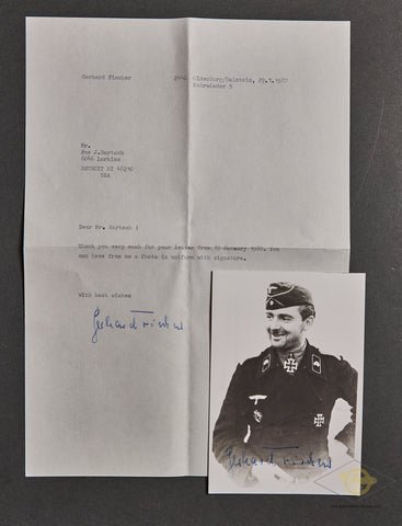 German WWII Signed Photo of Knights Cross Winner Gerhard Fischer of 23rd Panzer-Division — image 2