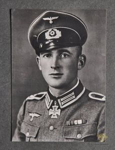German WWII Signed Photo of Heer Soldier Johann Biehl a Knight's Cross of the Iron Cross Winner