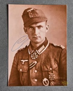German WWII Signed Photo of Heer Soldier Josef Abel a Knight's Cross of the Iron Cross Winner