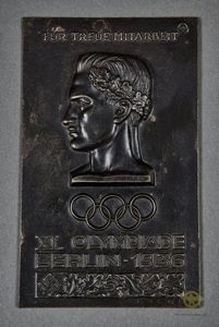 German WWII 1936 Olympic Bronze Wall Plaque by Eberhard F. Encke