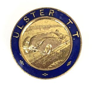 Ulster T.T. tourist trophy numbered motor racing car badge Northern Ireland