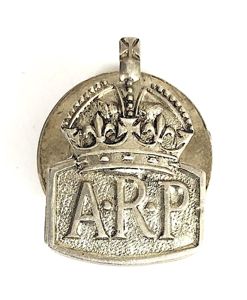 Air Raid Precautions 1938 silver miniature ARP badge by William James Dingley