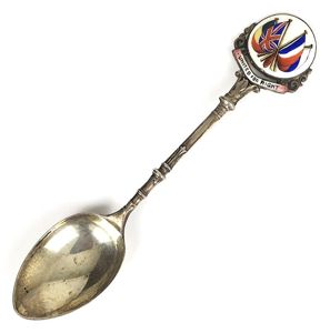 United For Right Britain France Belgium Russia flags 1914 Hm silver & enamel spoon