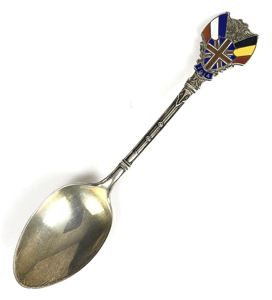 United We Stand Britain France Belgium flags 1914 Hm silver & enamel spoon