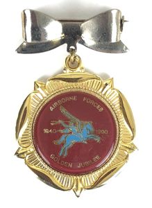Airborne Forces Golden Jubilee 1940 - 1990 fob medal commemorative badge