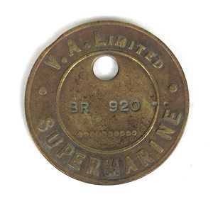 Vickers Armstrong Ltd Supermarine Aircraft Factory check token