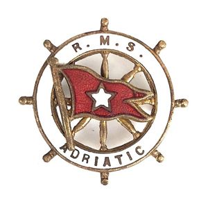 RMS Adriatic White Star Line ships wheel badge