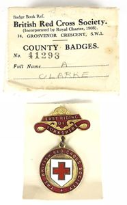 British Red Cross Society County of East Riding of Yorkshire badge & Box