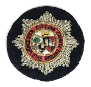 Worcester City and County Fire Brigade Officers bullion cloth cap badge