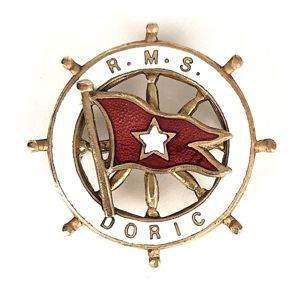 RMS Doric White Star Line Ships Wheel Badge c.1923 - 1934