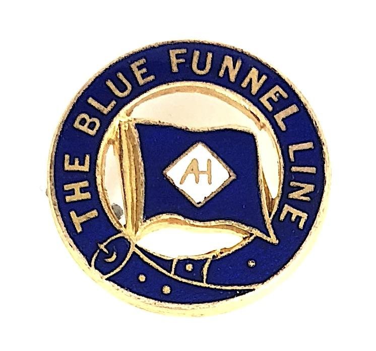 Alfred Holt Blue Funnel Line gilt and enamel pin badge J.R.Gaunt London