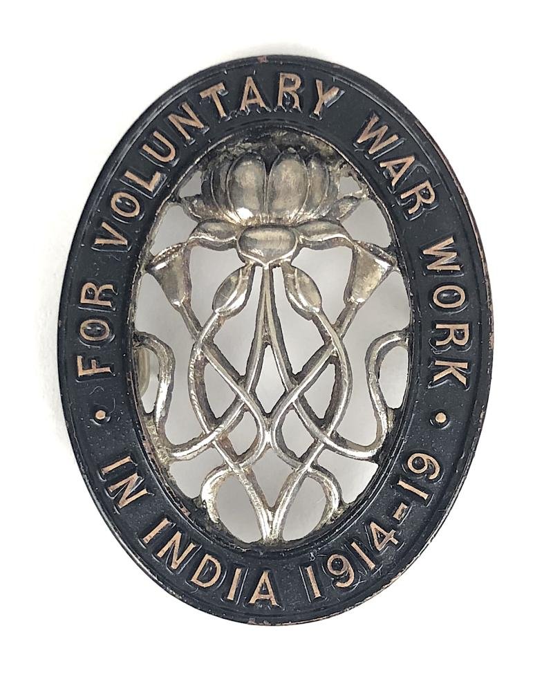 WW1 For Voluntary War Work In India tribute medal by H.M.Mint Calcutta