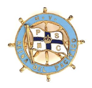 M.V. Reina del Pacifico Pacific Steam Navigation Company ships wheel badge