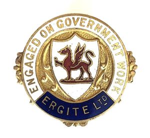 WW1 Ergite Explosives Co Engaged On Goverment Work Badge Penrhyndeudraeth Wales