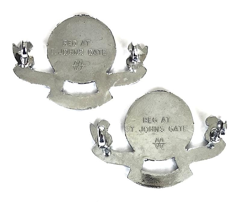 St John Ambulance Brigade matching pair of collar badges