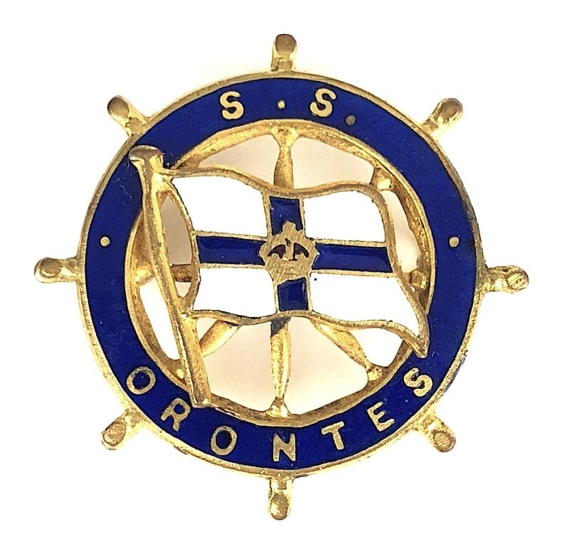 S.S. Orontes Orient Steam Navigation Company ships wheel badge