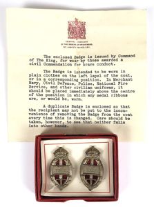 King's Commendation for Brave Conduct plastic economy badges in Box of Issue