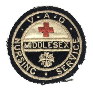 WW1 BRCS & Order of St John VAD MIDDLESEX NURSING Service cloth badge