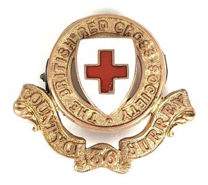 WW1 British Red Cross Society County of Surrey 36 Detachment Cap Badge