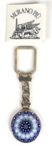 Murano Più Glass silver vintage key fob with case
