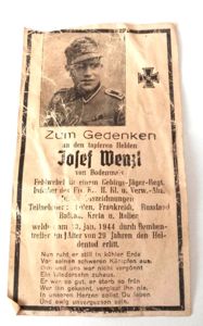 Third reich Memorial Card to a member of the German Army Mountain Troops