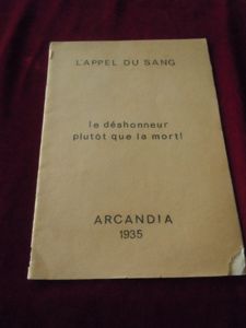 Brochure l'appel du sang, le déshonneur plutot que la mort – 1935
