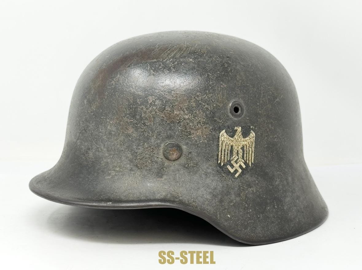 Heer M40 Single Decal Whitewash Camo Helmet