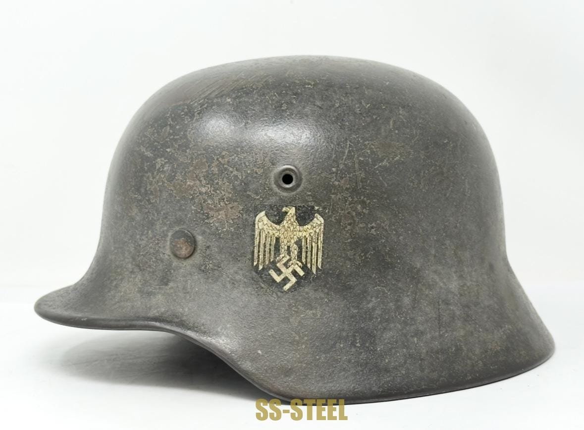 Heer M40 Single Decal Whitewash Camo Helmet